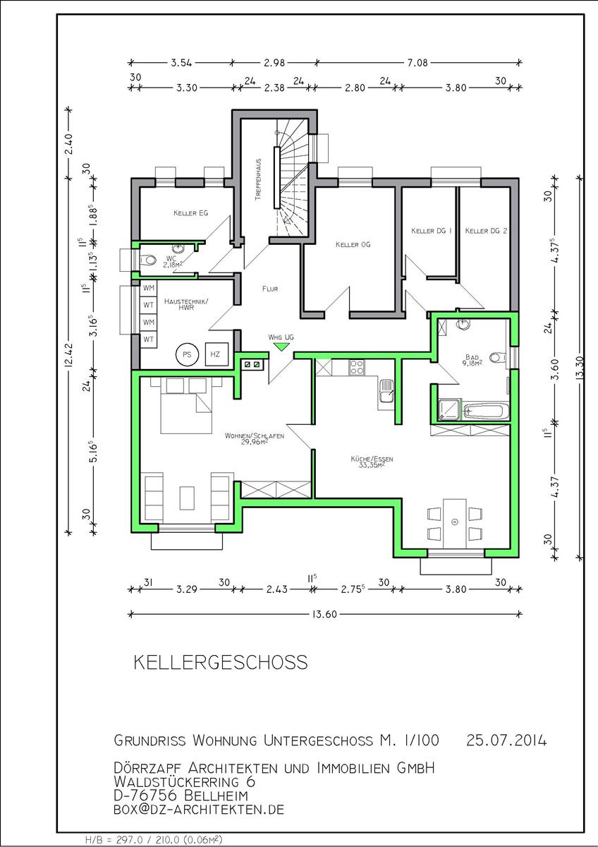 Grundriss Whg UG Mehrfamilienhaus Kuhardt