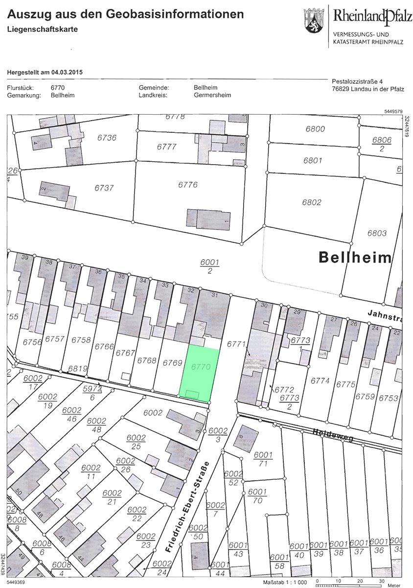 Lageplan Jahnstr markiert (Copy) Wohngrundst�ck Bellheim